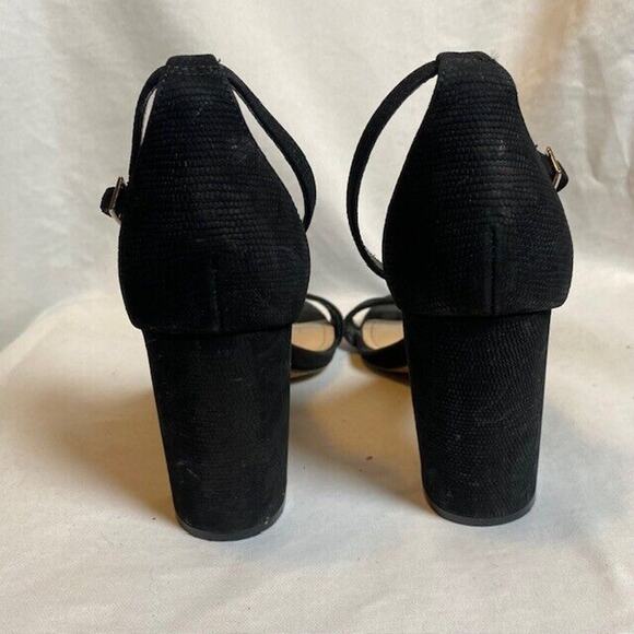 Vince Camuto Womens 8 Mariana Black Suede Ankle Strappy Block Heels Shoes - Picture 3 of 7